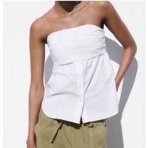 Zara White Strapless Blouse